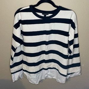 J. Crew Ivory & Black Stripe Sweater / Shirt Size Small